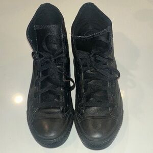 Converse Leather Black High-Top Chuck Sneakers